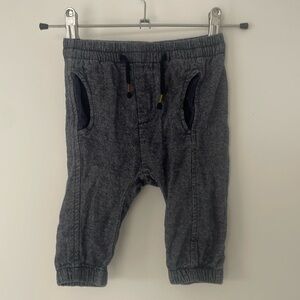 Zara Baby Blue Pants Functional Drawstring Corduroy Lined Pockets 6-9 Months